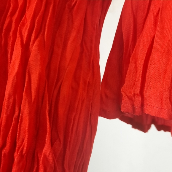 MAJE Peplum Blouse Smock Waist Tomato Red Long Sleeve 2 NWT - Picture 7 of 9